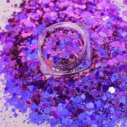 Decor pentru unghii NADP043MM Paiete cu sclipici decor unghii Cameleon Shift Chunky HX08 Albastru Indigo - Iris